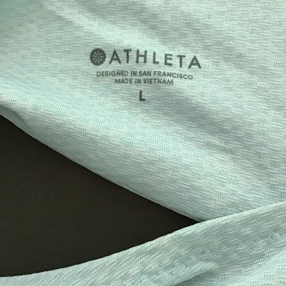 Athleta L crisscross back heathered lt blue & white dry fast EUC - Picture 3 of 9